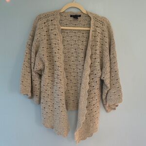 Boston Proper Gray Crochet Cardigan